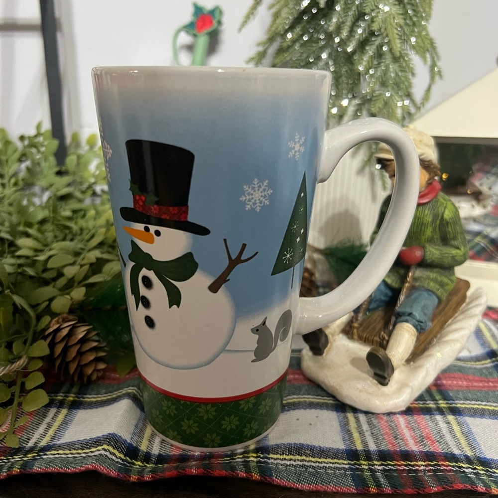 Festive Snowman Tall Mug with Winter Scene